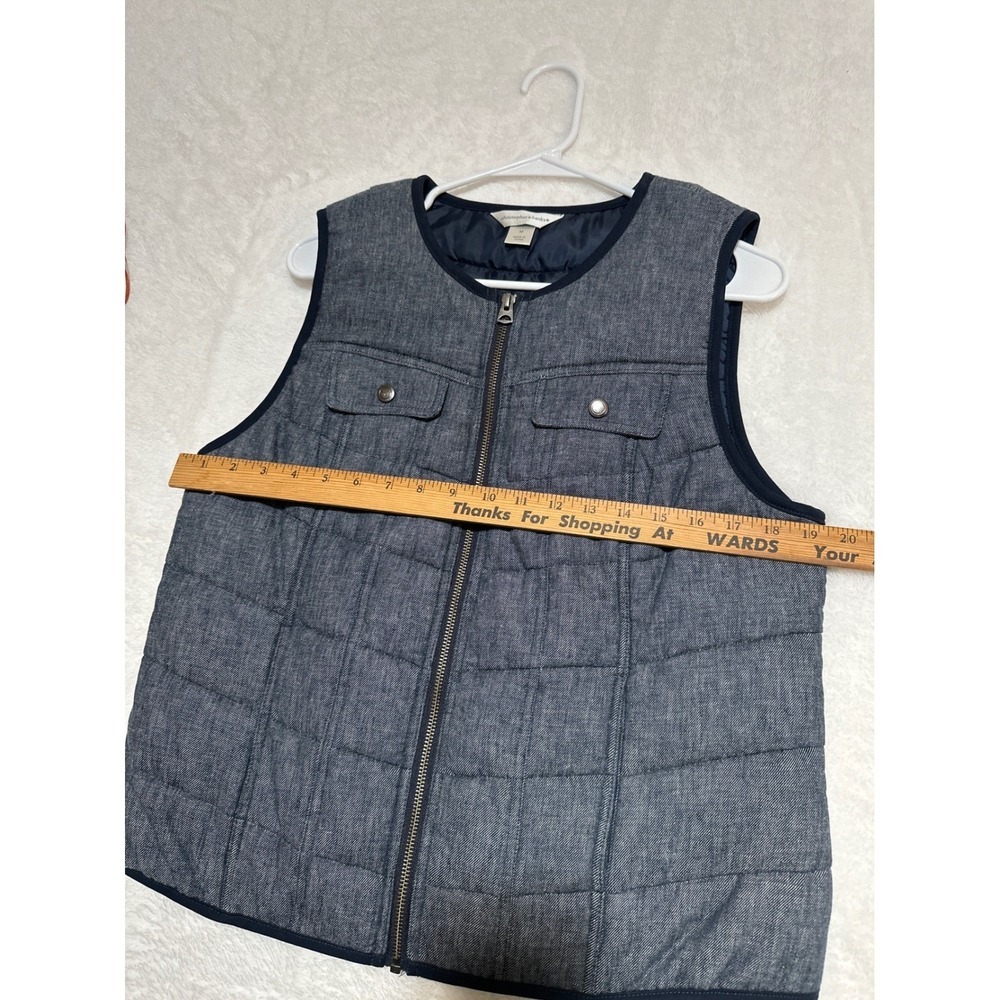Christopher & Banks Womens Puffer Vest Quilted Blue Full Zip Pockets Size M - Picture 3 of 6